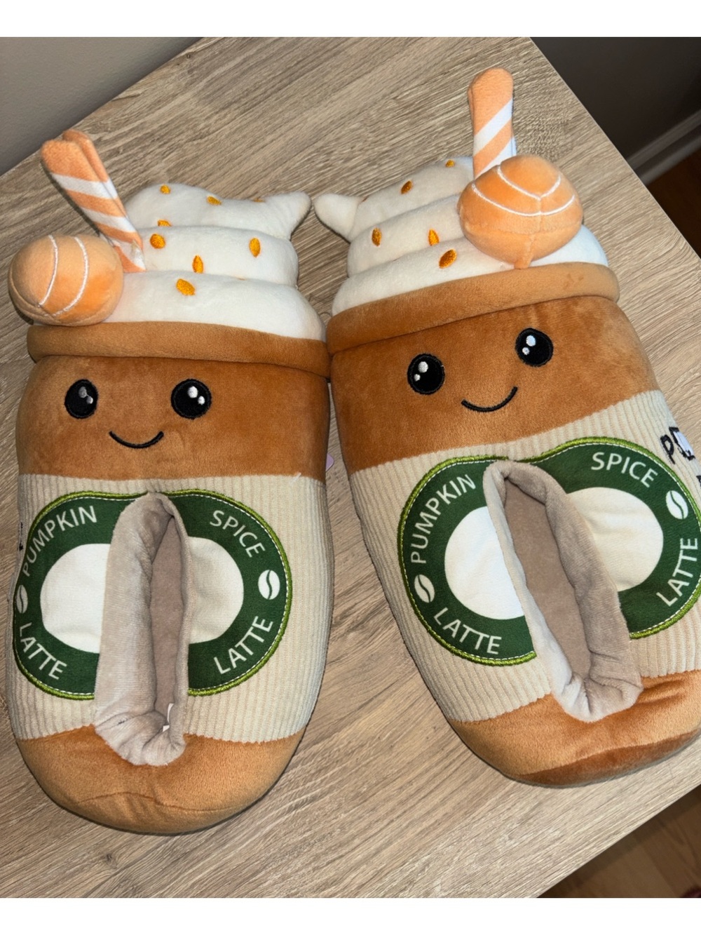 Pumpkin Spice Latte Plush Slippers -